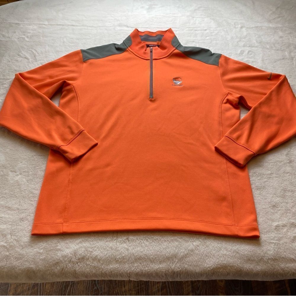 Nike Golf Tour Performance Dri-Fit Orange/Gray 1/2 Zip Pullover Size Medium